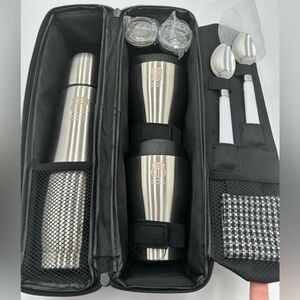 Picnic Coffee Wine Tote for Two Stainless Steel On The Go Hot or Cold